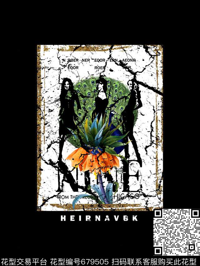 人物花卉男装T恤数码印花华亿平台下载（图片编号: 679505） - 瓦栏（Walan）