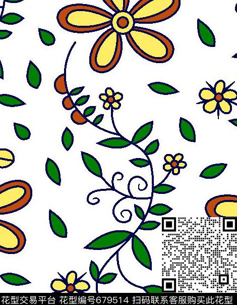 时尚小碎花时尚简单花朵传统印花华亿平台下载（图片编号: 679514） - 瓦栏（Walan）