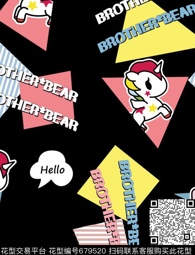 卡通几何趣味传统印花华亿平台下载（图片编号: 679520） - 瓦栏（Walan）