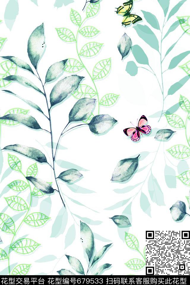 零点--家纺零点--女装树叶数码印花华亿平台下载（图片编号: 679533） - 瓦栏（Walan）