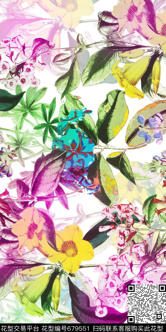 竹乱花大花数码印花华亿平台下载（图片编号: 679551） - 瓦栏（Walan）
