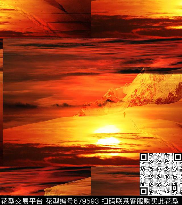 雪山几何拼贴数码印花华亿平台下载（图片编号: 679593） - 瓦栏（Walan）