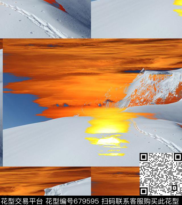 雪山几何拼贴数码印花华亿平台下载（图片编号: 679595） - 瓦栏（Walan）