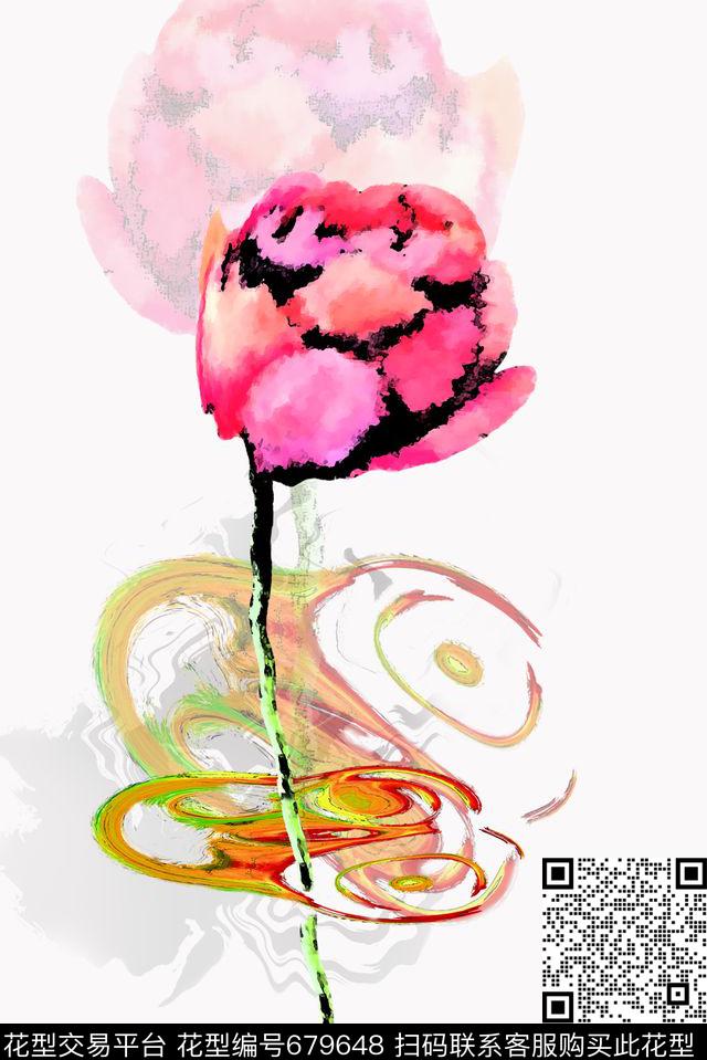 趣味水彩笔触数码印花华亿平台下载（图片编号: 679648） - 瓦栏（Walan）