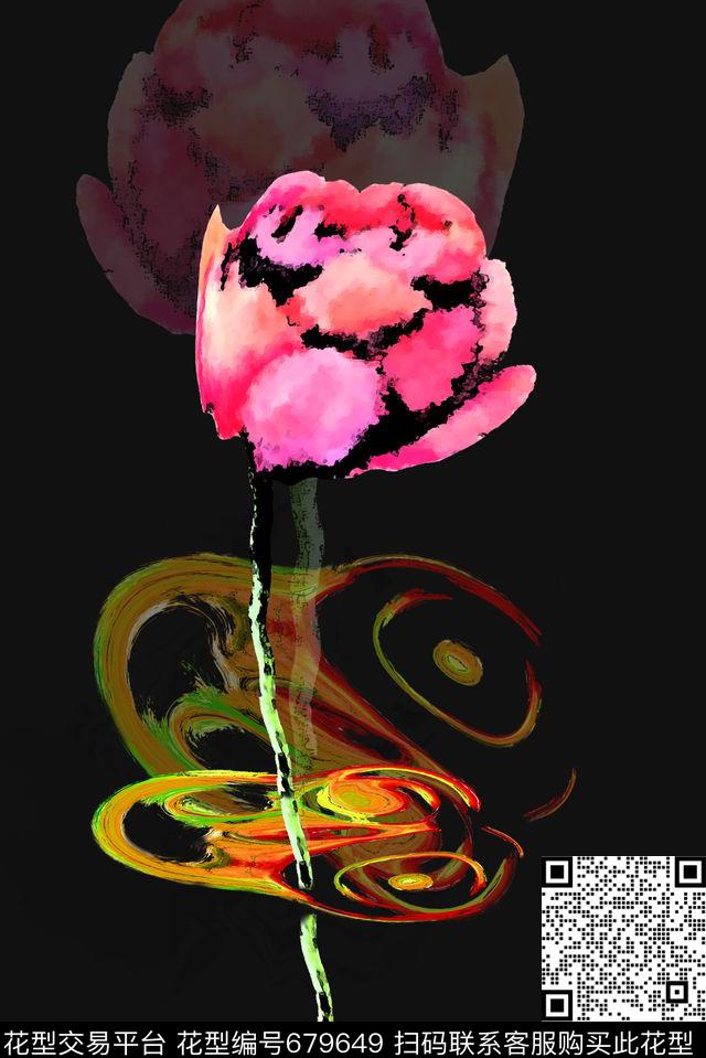 趣味水彩笔触数码印花华亿平台下载（图片编号: 679649） - 瓦栏（Walan）