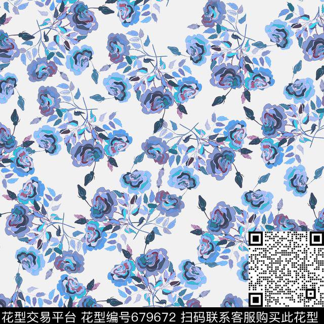 乱花花朵花卉数码印花华亿平台下载（图片编号: 679672） - 瓦栏（Walan）