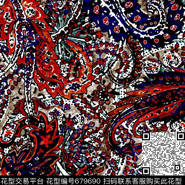 佩斯利印度印第安数码印花华亿平台下载（图片编号: 679690） - 瓦栏（Walan）