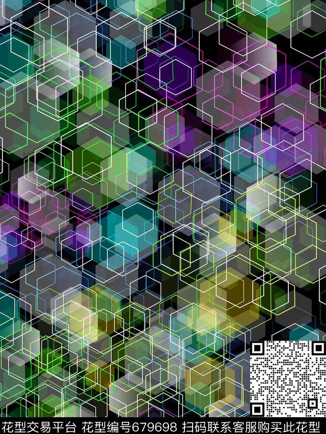 多彩立体几何数码印花华亿平台下载（图片编号: 679698） - 瓦栏（Walan）