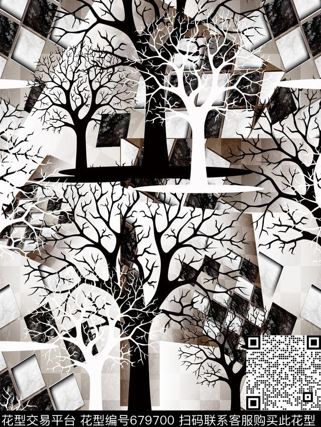 时尚手绘照片墙数码印花华亿平台下载（图片编号: 679700） - 瓦栏（Walan）