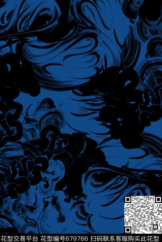 艺术抽象、笔触数码印花华亿平台下载（图片编号: 679766） - 瓦栏（Walan）