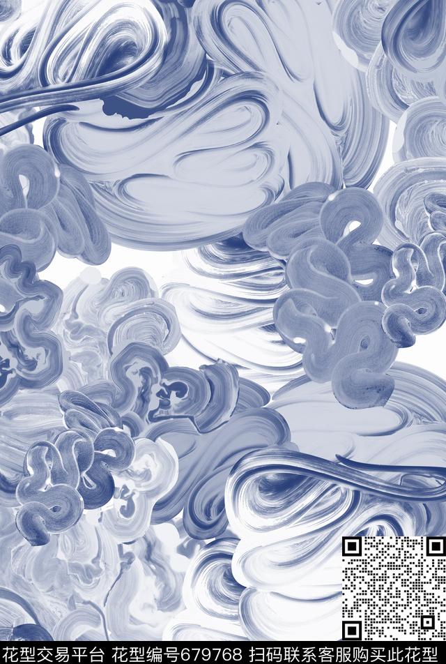 艺术抽象、笔触数码印花华亿平台下载（图片编号: 679768） - 瓦栏（Walan）