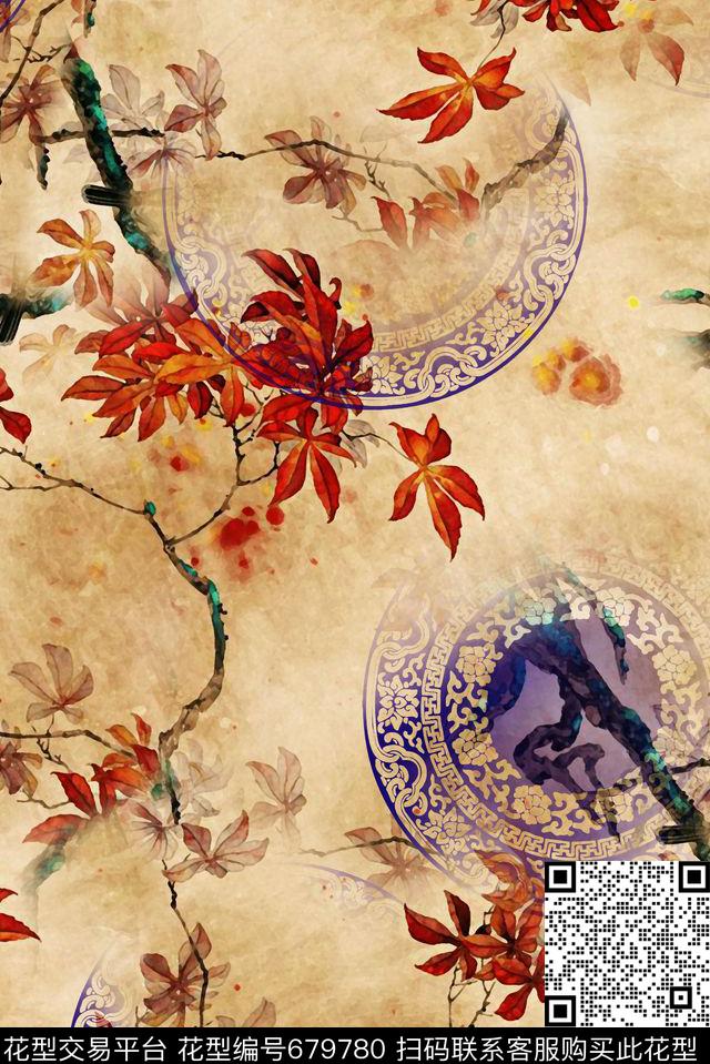 青花瓷民族风中国风数码印花华亿平台下载（图片编号: 679780） - 瓦栏（Walan）