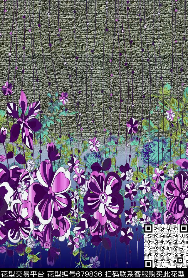 小碎花大花花朵数码印花华亿平台下载（图片编号: 679836） - 瓦栏（Walan）