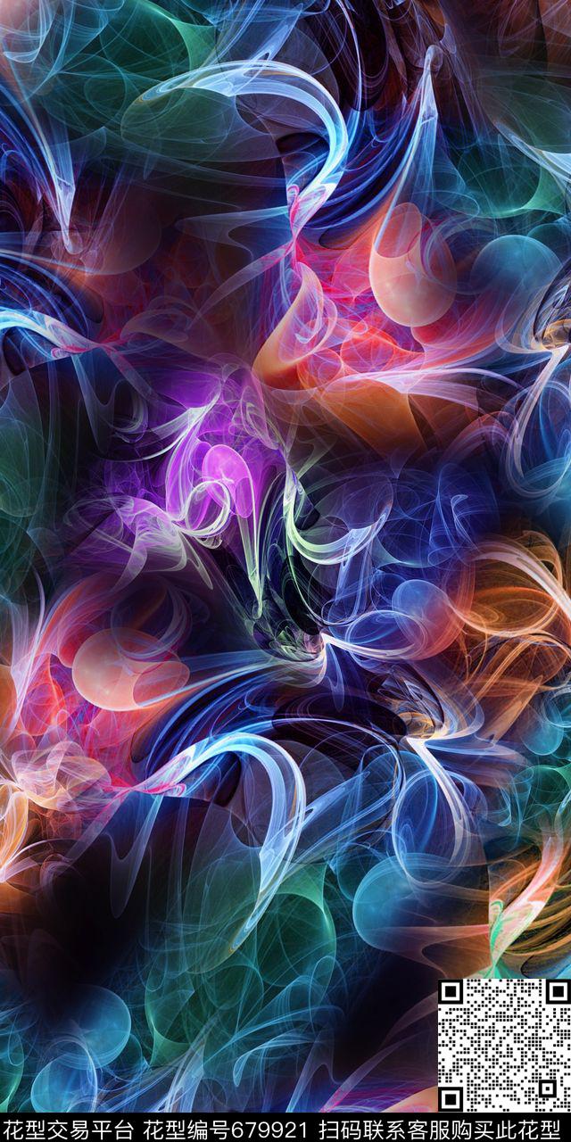 大牌时尚数码绚丽抽象多彩数码印花华亿平台下载（图片编号: 679921） - 瓦栏（Walan）