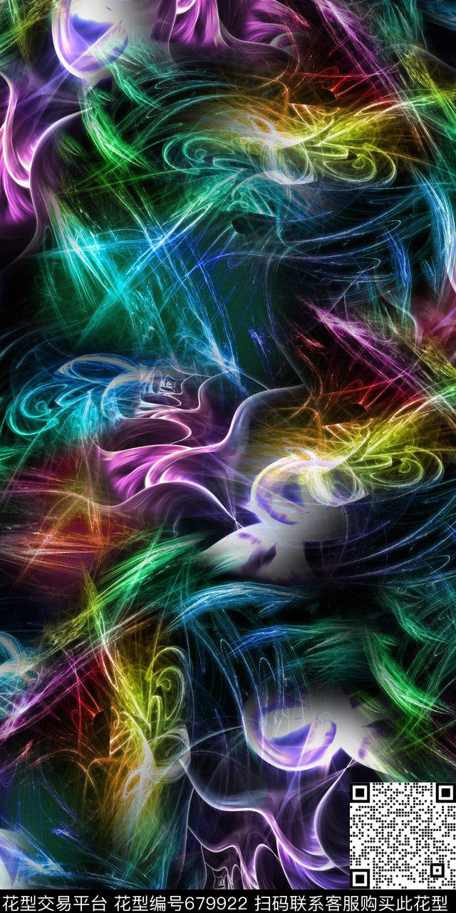 抽象炫光多彩时尚大牌男女装数码印花华亿平台下载（图片编号: 679922） - 瓦栏（Walan）