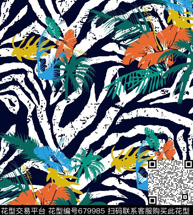 热带花卉棕榈叶底纹传统印花华亿平台下载（图片编号: 679985） - 瓦栏（Walan）