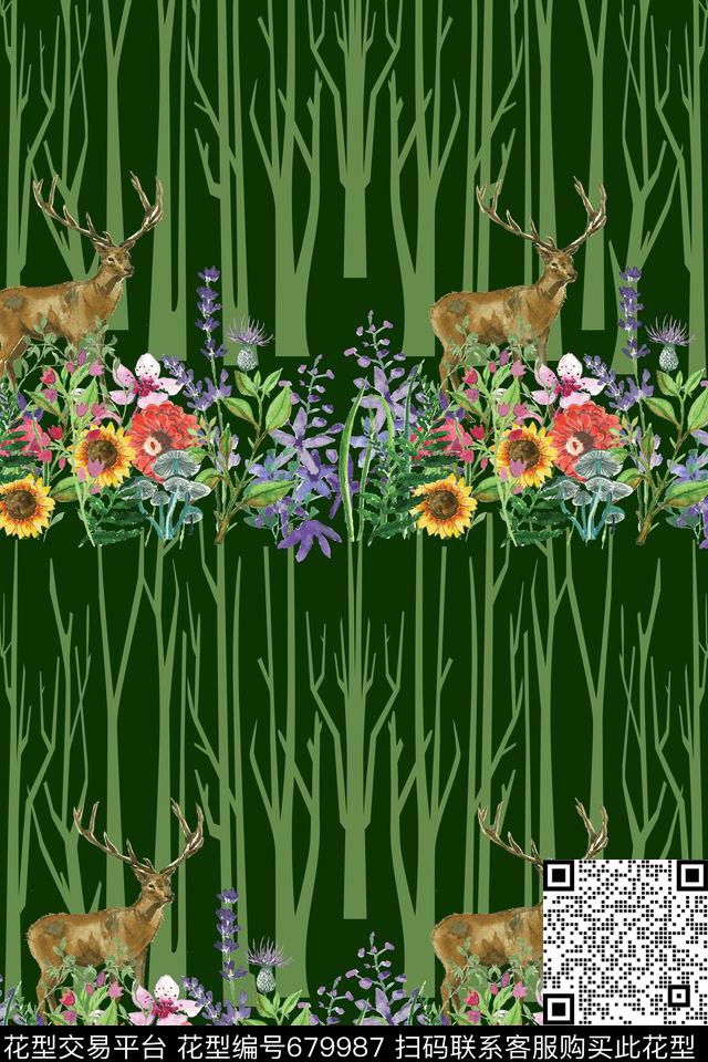 森林风景植物数码印花华亿平台下载（图片编号: 679987） - 瓦栏（Walan）