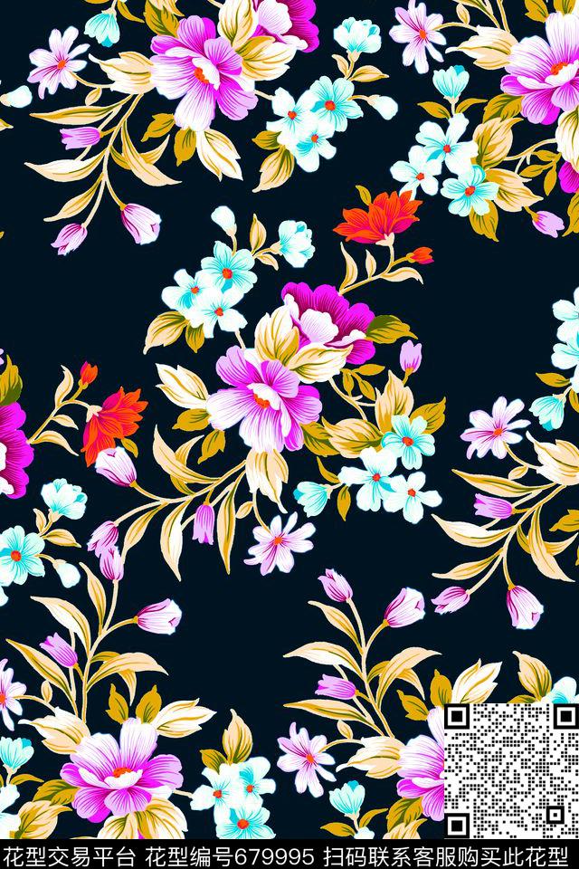 写实花卉迎春花传统印花华亿平台下载（图片编号: 679995） - 瓦栏（Walan）