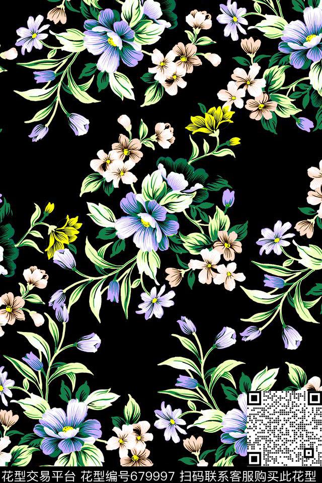 写实花卉迎春花传统印花华亿平台下载（图片编号: 679997） - 瓦栏（Walan）