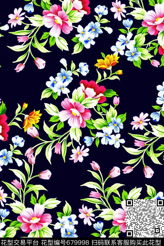 写实花卉迎春花传统印花华亿平台下载（图片编号: 679998） - 瓦栏（Walan）