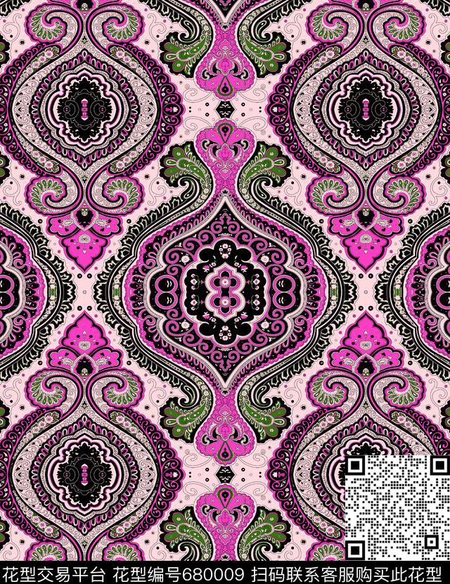 巴洛克波西米亚宫廷风数码印花华亿平台下载（图片编号: 680009） - 瓦栏（Walan）