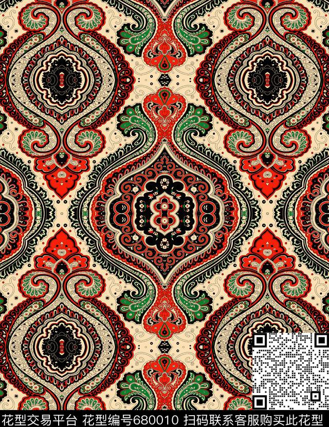 巴洛克波西米亚宫廷风数码印花华亿平台下载（图片编号: 680010） - 瓦栏（Walan）