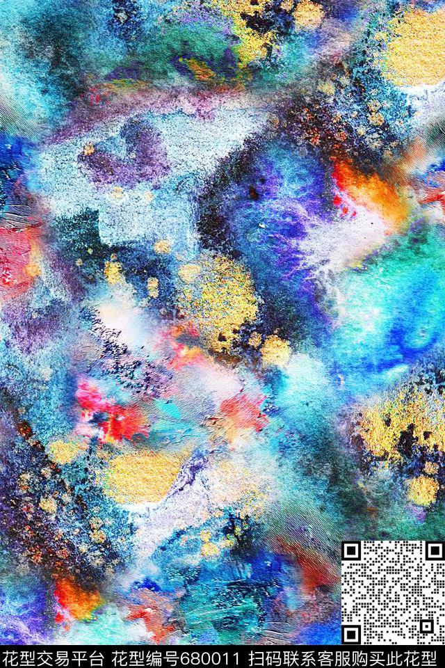 手绘水彩纹理数码印花华亿平台下载（图片编号: 680011） - 瓦栏（Walan）