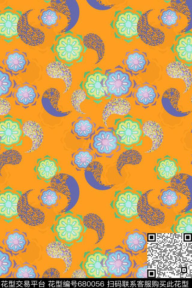 创意佩斯利花纹佩斯利图案火腿花数码印花华亿平台下载（图片编号: 680056） - 瓦栏（Walan）