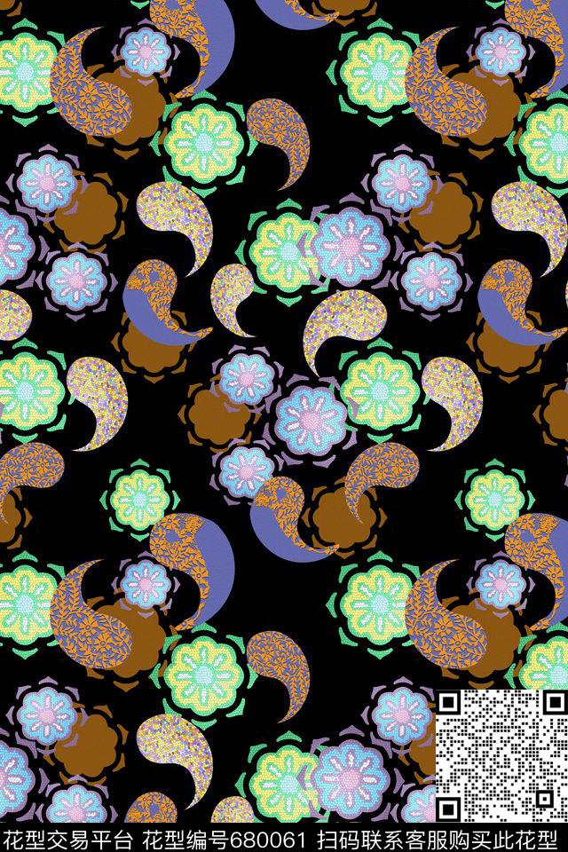 创意佩斯利花纹佩斯利图案火腿花数码印花华亿平台下载（图片编号: 680061） - 瓦栏（Walan）