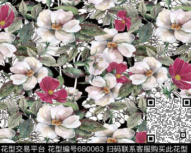 花朵花卉数码数码印花华亿平台下载（图片编号: 680063） - 瓦栏（Walan）