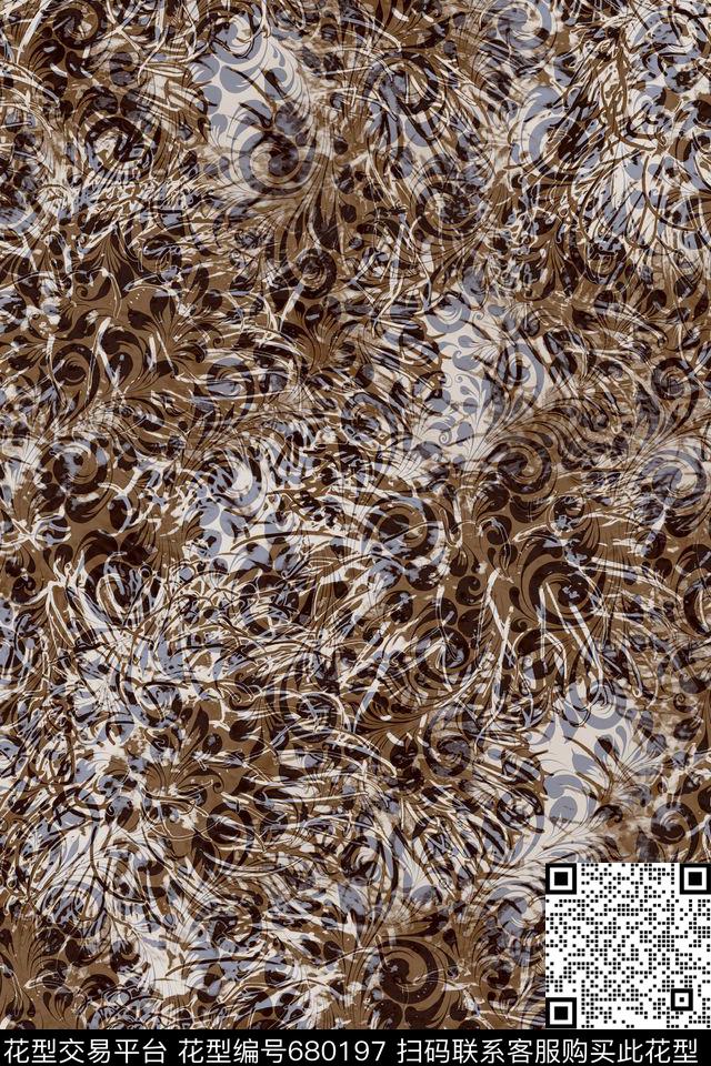 抽象海洋生物欧式花纹数码印花华亿平台下载（图片编号: 680197） - 瓦栏（Walan）