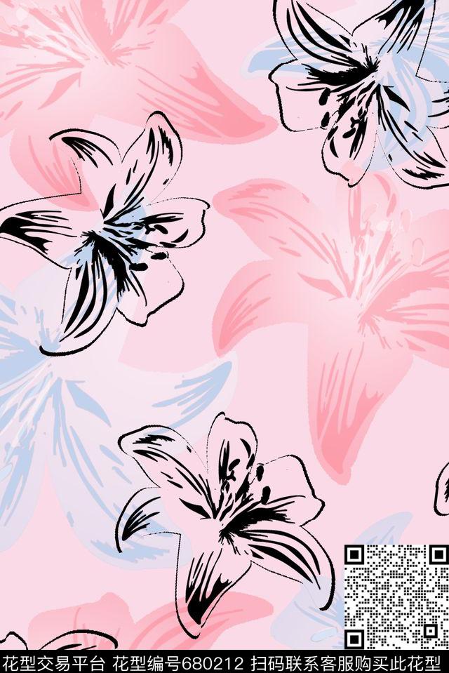 花朵数码印花华亿平台下载（图片编号: 680212） - 瓦栏（Walan）