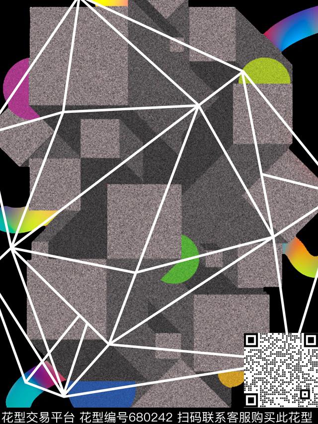 解构不规则几何彩虹、数码印花华亿平台下载（图片编号: 680242） - 瓦栏（Walan）
