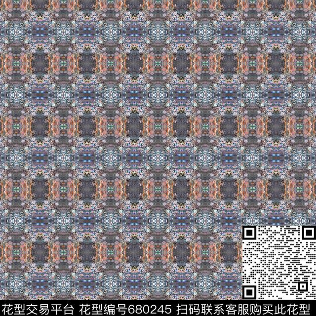 抽象色彩抽象时尚丝巾围巾秀场数码印花华亿平台下载（图片编号: 680245） - 瓦栏（Walan）