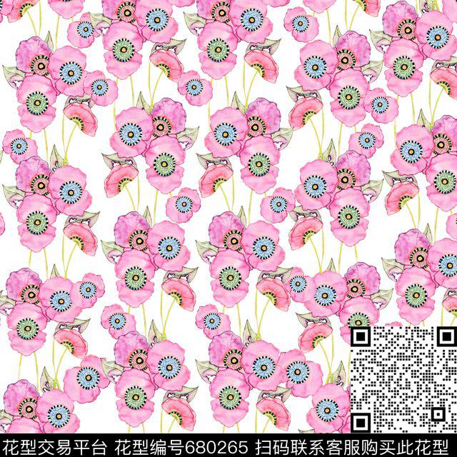 花朵花卉虞美人数码印花华亿平台下载（图片编号: 680265） - 瓦栏（Walan）