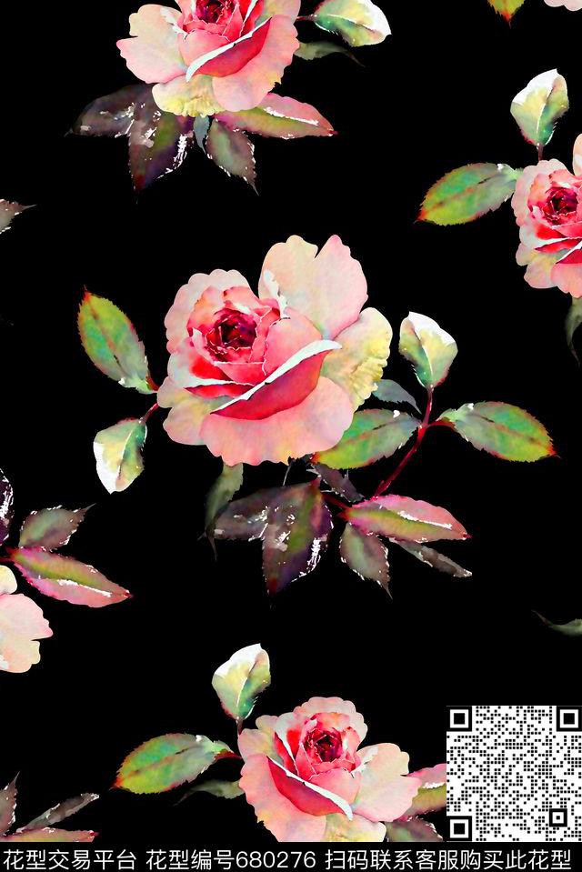 抽象手绘满版花卉最新高清数码水彩花卉高清花卉数码印花华亿平台下载（图片编号: 680276） - 瓦栏（Walan）