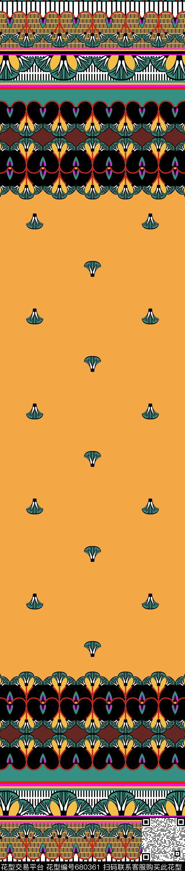 2017年女装几何佩斯利花卉华亿平台中东迪拜风格服饰纹样双边定位女装裙边花花传统印花华亿平台下载（图片编号: 680361） - 瓦栏（Walan）