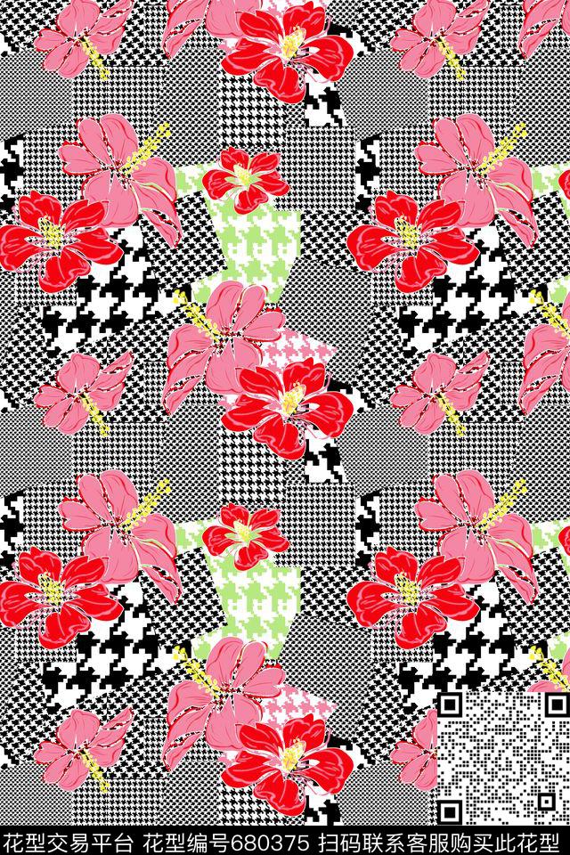 大花花卉花朵传统印花华亿平台下载（图片编号: 680375） - 瓦栏（Walan）