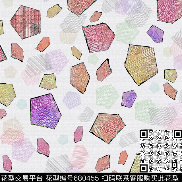 趣味抽象斑斓数码印花华亿平台下载（图片编号: 680455） - 瓦栏（Walan）