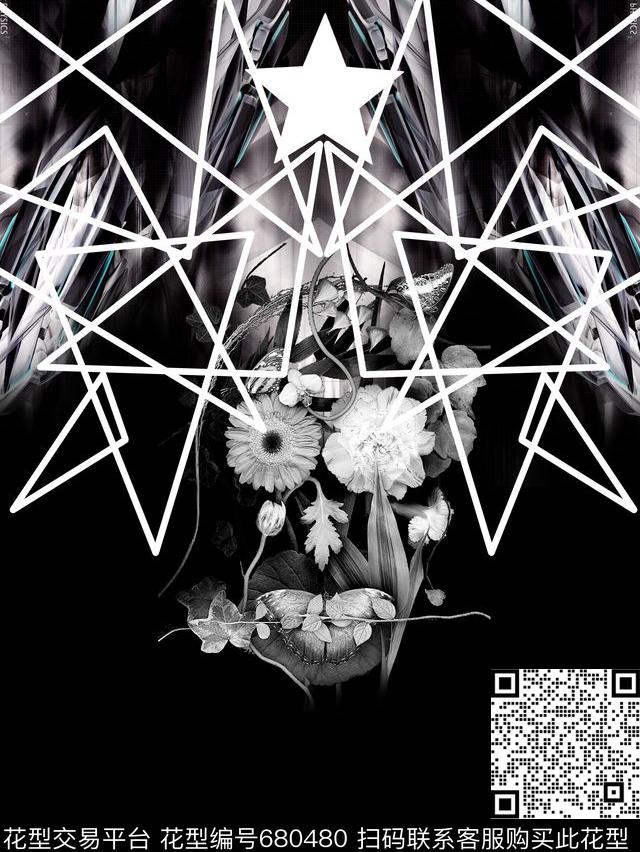 男装T桖胸花数码印花华亿平台下载（图片编号: 680480） - 瓦栏（Walan）