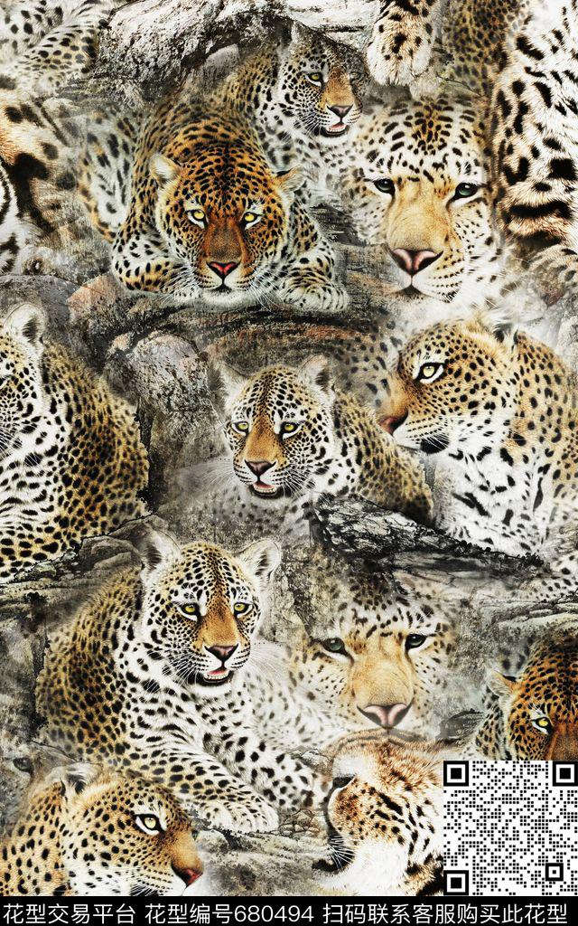 动物豹子金钱豹数码印花华亿平台下载（图片编号: 680494） - 瓦栏（Walan）