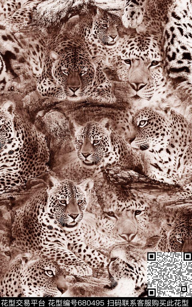 动物豹子金钱豹数码印花华亿平台下载（图片编号: 680495） - 瓦栏（Walan）