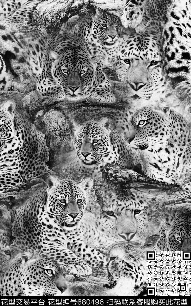 动物豹子金钱豹数码印花华亿平台下载（图片编号: 680496） - 瓦栏（Walan）