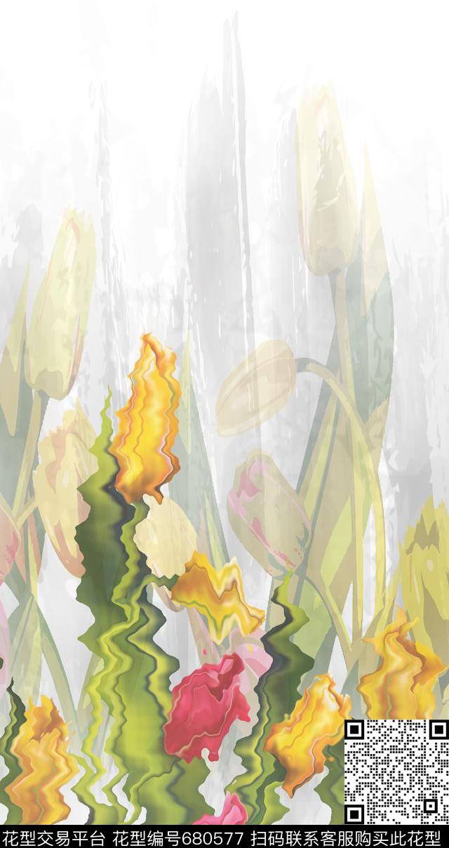 笔触水彩笔刷数码印花华亿平台下载（图片编号: 680577） - 瓦栏（Walan）