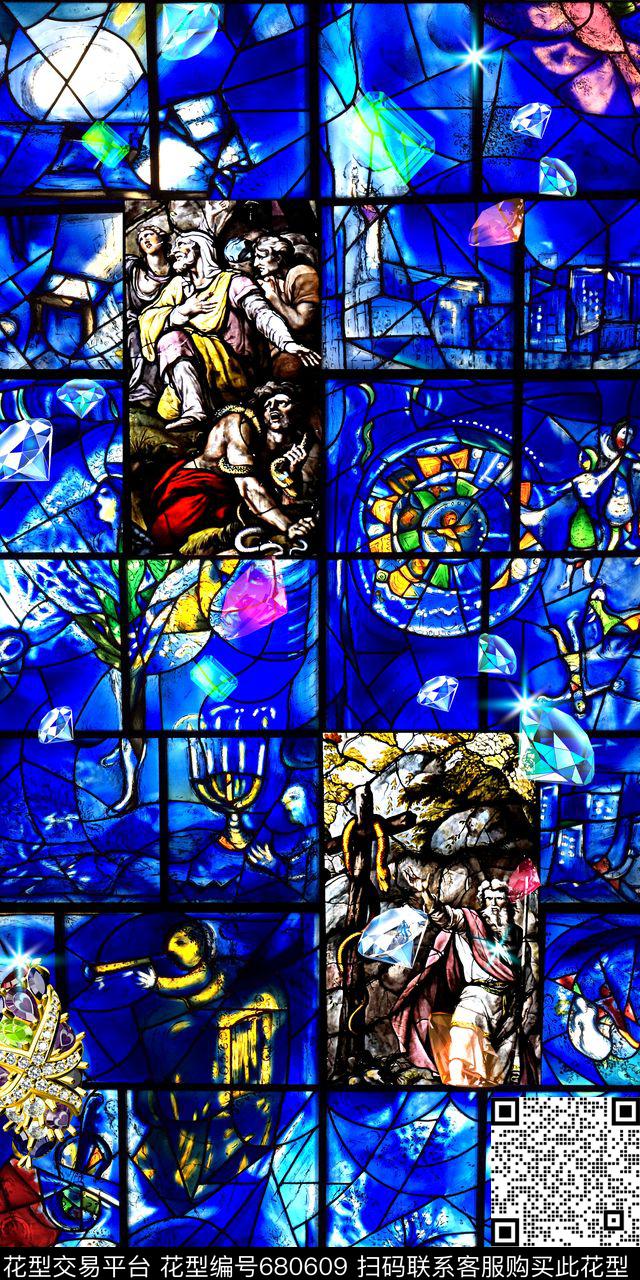 抽象几何拼接数码印花华亿平台下载（图片编号: 680609） - 瓦栏（Walan）