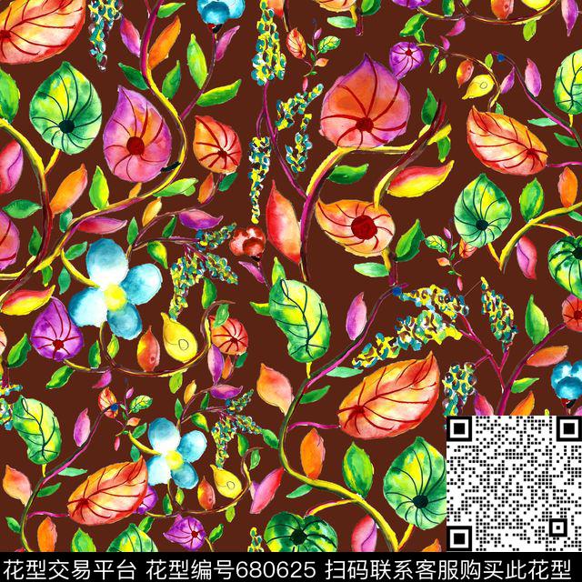 小碎花手绘花水彩小花数码印花华亿平台下载（图片编号: 680625） - 瓦栏（Walan）