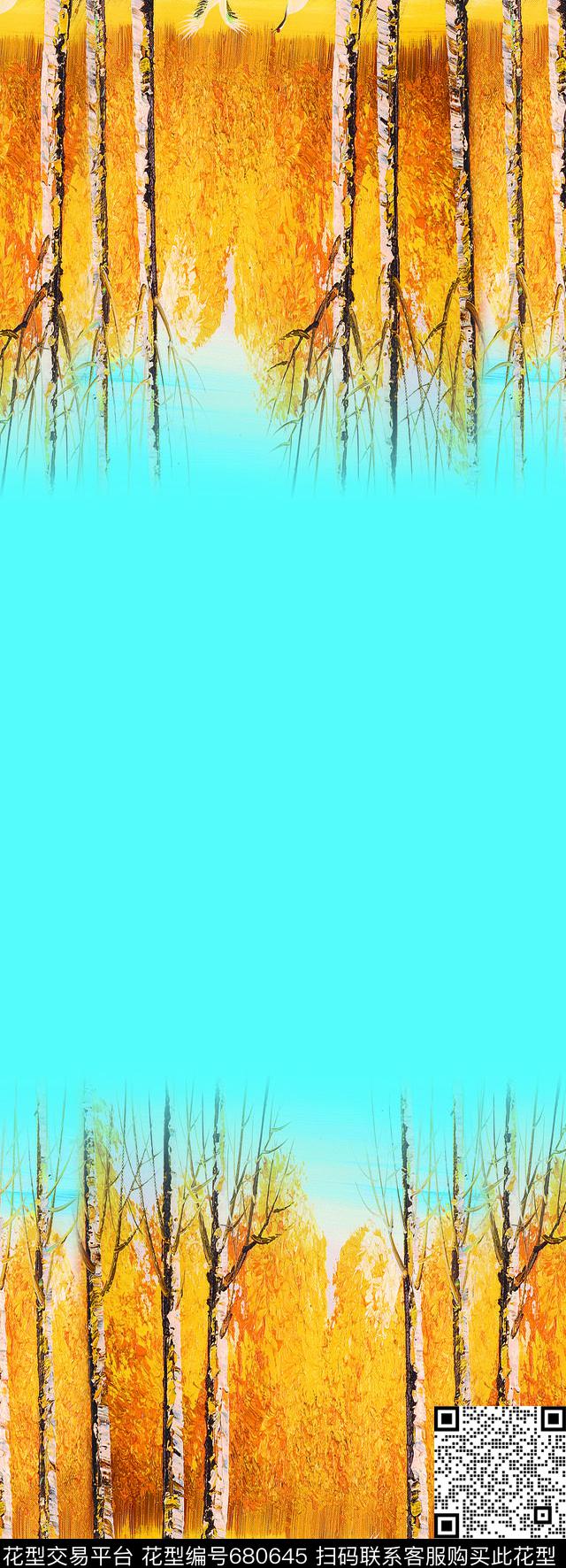 自然森林枫叶数码印花华亿平台下载（图片编号: 680645） - 瓦栏（Walan）