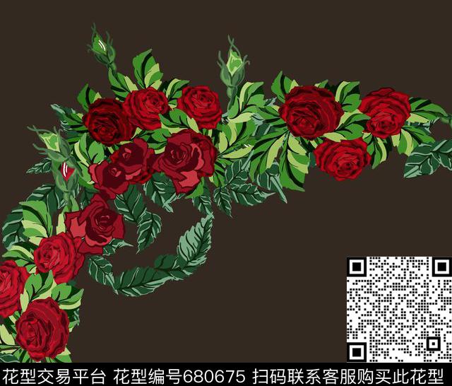 玫瑰牡丹花朵传统印花华亿平台下载（图片编号: 680675） - 瓦栏（Walan）