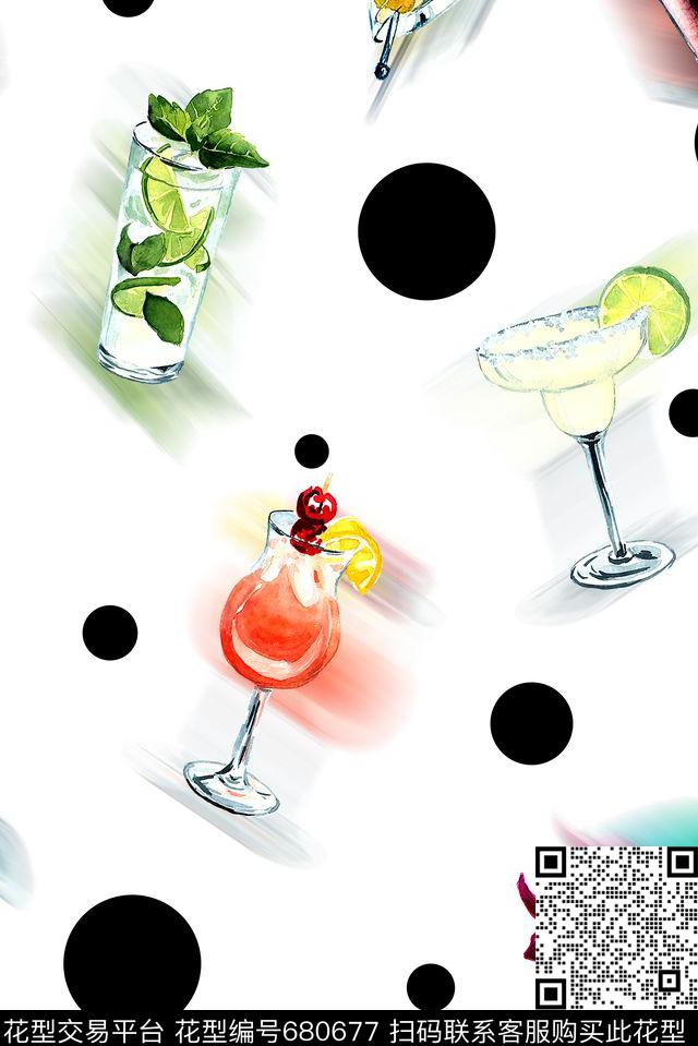 波点水果春夏数码印花华亿平台下载（图片编号: 680677） - 瓦栏（Walan）