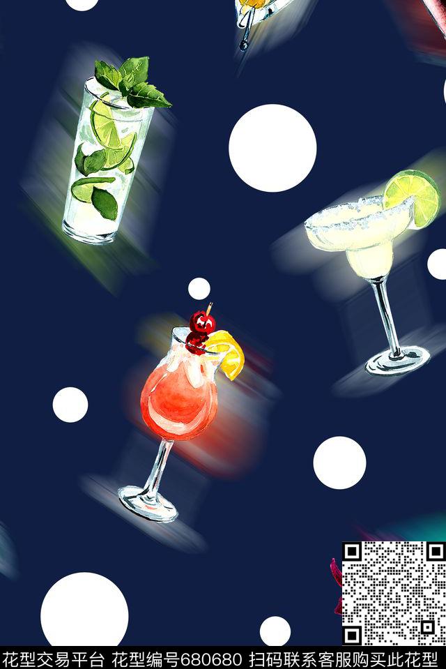 波点水果春夏数码印花华亿平台下载（图片编号: 680680） - 瓦栏（Walan）